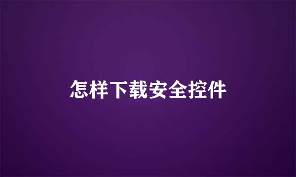 怎样下载安全控件