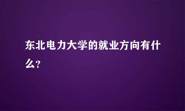 东北电力大学的就业方向有什么？