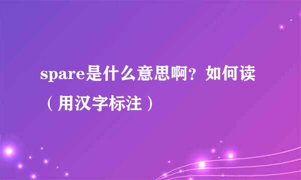 spare是什么意思啊？如何读（用汉字标注）