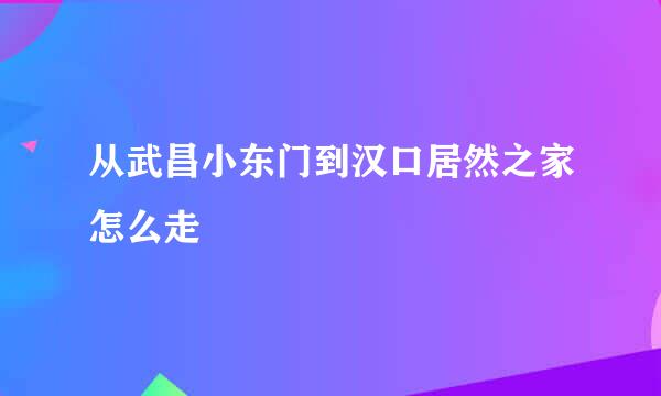 从武昌小东门到汉口居然之家怎么走