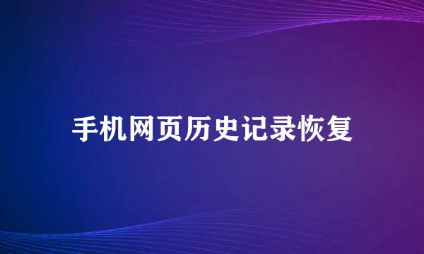 手机网页历史记录恢复