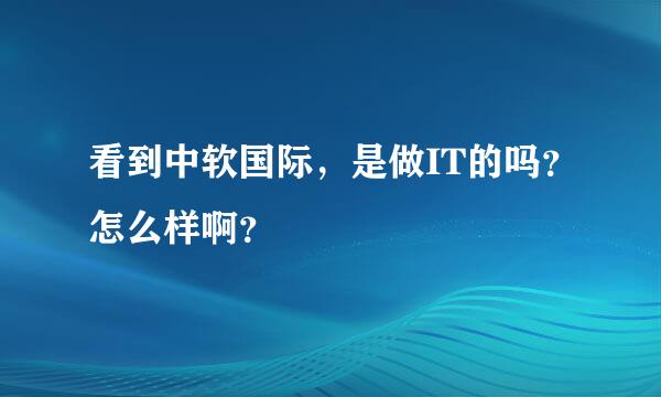 看到中软国际，是做IT的吗？怎么样啊？