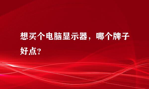 想买个电脑显示器，哪个牌子好点？