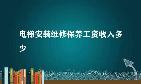 电梯安装维修保养工资收入多少