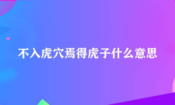 不入虎穴焉得虎子什么意思