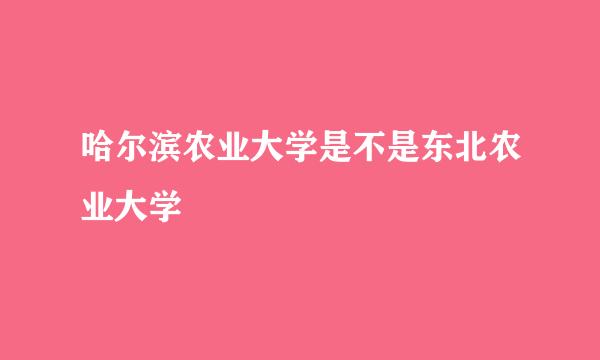 哈尔滨农业大学是不是东北农业大学