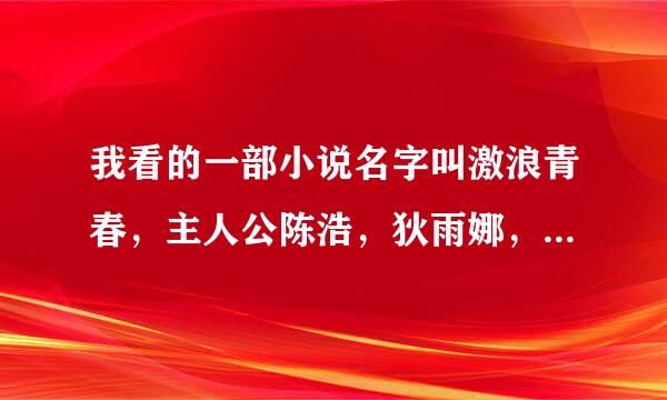 我看的一部小说名字叫激浪青春，主人公陈浩，狄雨娜，可是怎样都找不