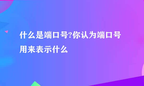 什么是端口号?你认为端口号用来表示什么