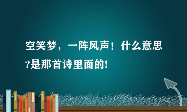 空笑梦，一阵风声！什么意思?是那首诗里面的!