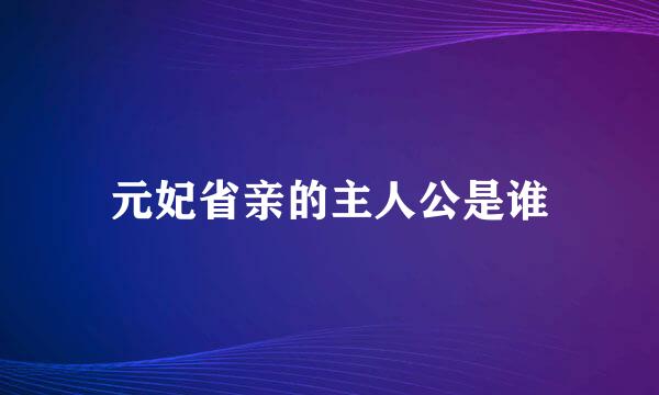 元妃省亲的主人公是谁