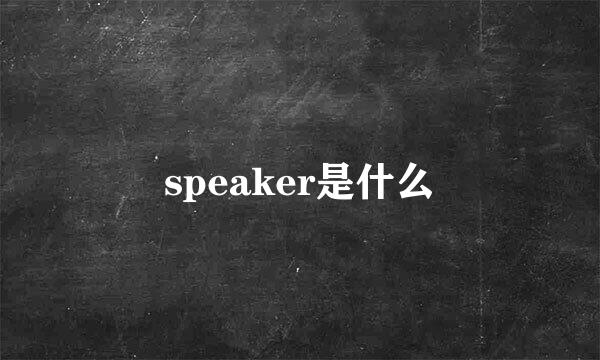 speaker是什么