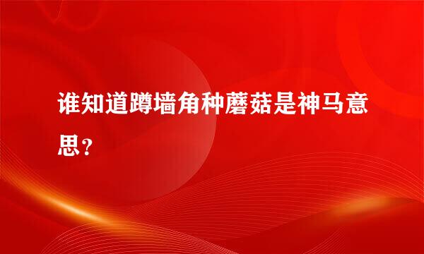 谁知道蹲墙角种蘑菇是神马意思？