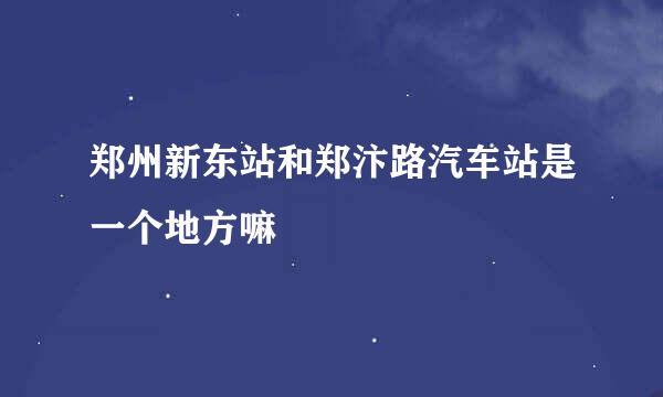 郑州新东站和郑汴路汽车站是一个地方嘛