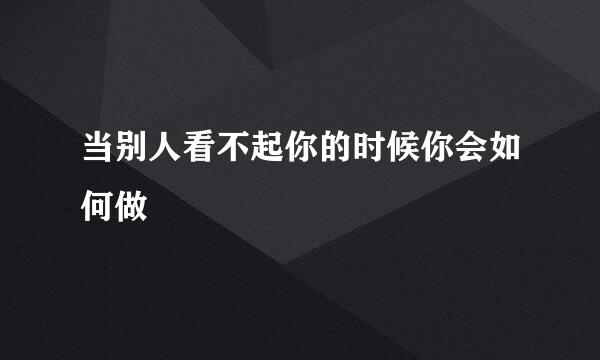 当别人看不起你的时候你会如何做