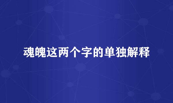 魂魄这两个字的单独解释