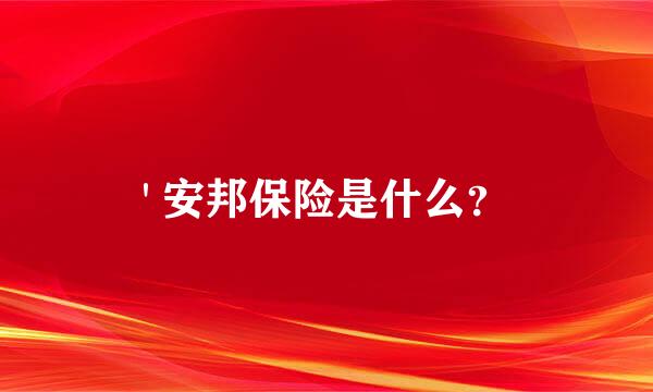 ' 安邦保险是什么？