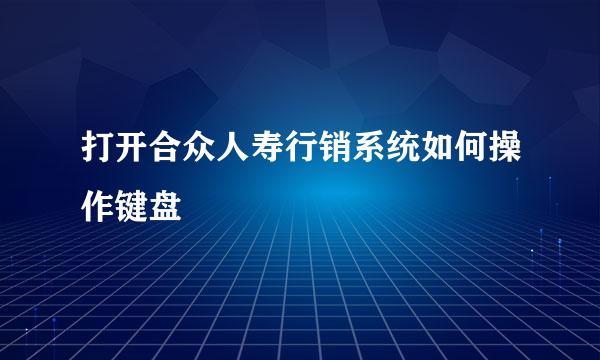 打开合众人寿行销系统如何操作键盘