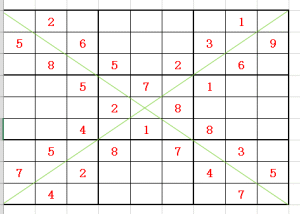 网上对角线数独，求高手答案