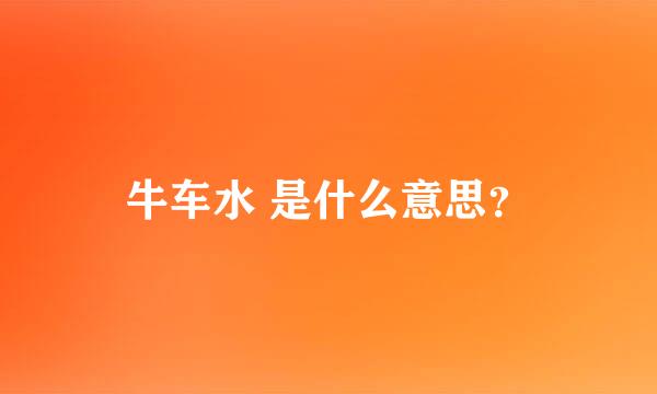 牛车水 是什么意思？