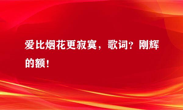 爱比烟花更寂寞，歌词？刚辉的额！