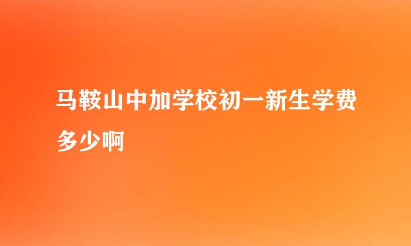 马鞍山中加学校初一新生学费多少啊