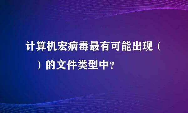 计算机宏病毒最有可能出现（   ）的文件类型中？