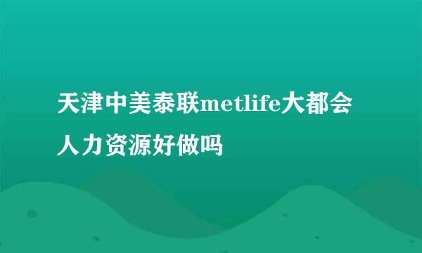 天津中美泰联metlife大都会人力资源好做吗