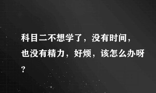 科目二不想学了，没有时间，也没有精力，好烦，该怎么办呀？