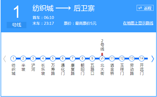 西安地铁一号线线路及时间