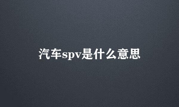 汽车spv是什么意思