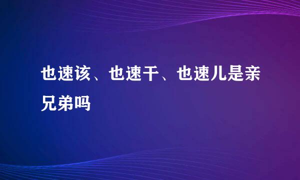 也速该、也速干、也速儿是亲兄弟吗﹖