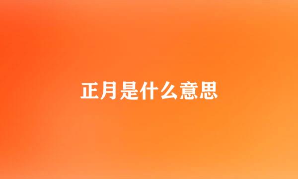 正月是什么意思