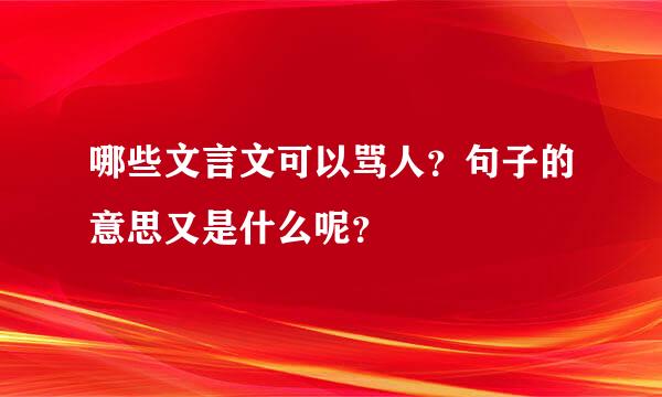 哪些文言文可以骂人？句子的意思又是什么呢？