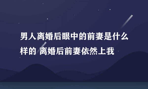 男人离婚后眼中的前妻是什么样的 离婚后前妻依然上我