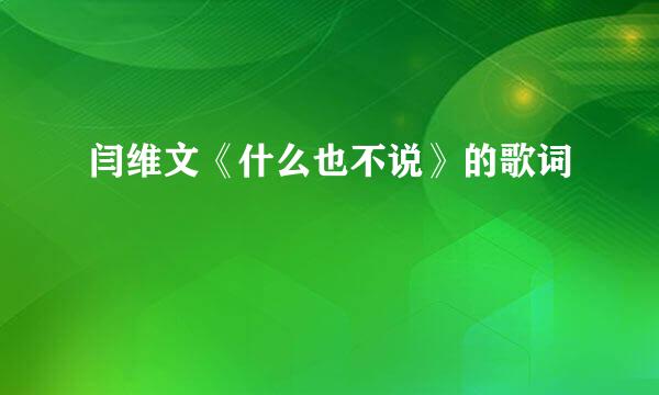 闫维文《什么也不说》的歌词