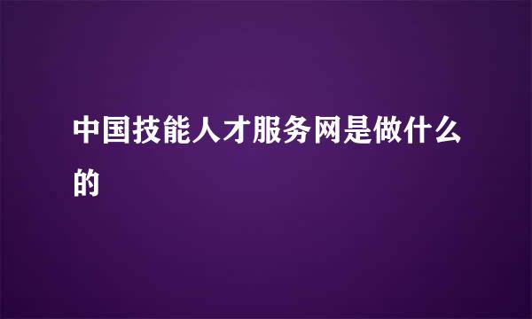 中国技能人才服务网是做什么的