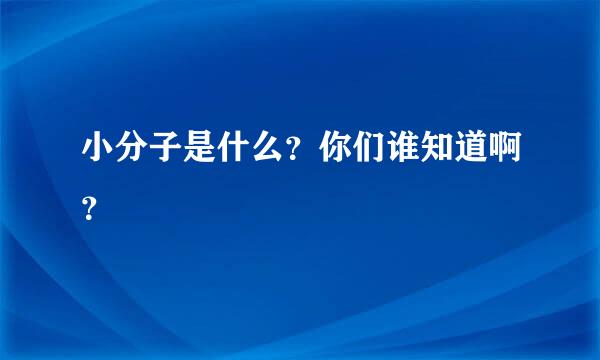 小分子是什么？你们谁知道啊？