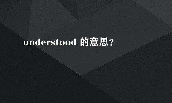 understood 的意思？