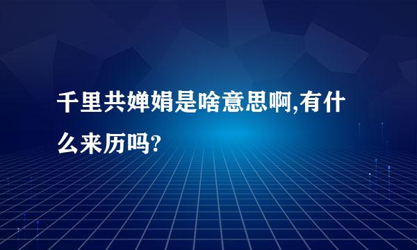 千里共婵娟是啥意思啊,有什么来历吗?