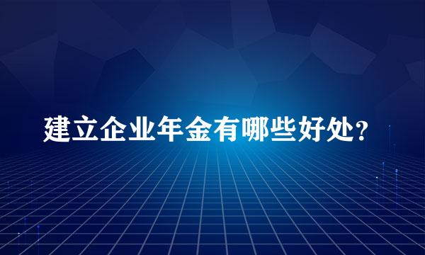 建立企业年金有哪些好处？