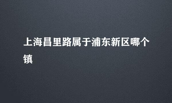 上海昌里路属于浦东新区哪个镇