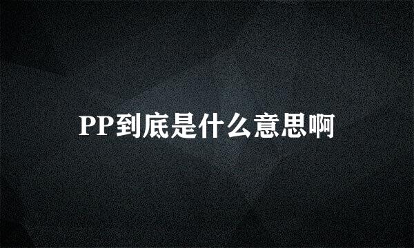 PP到底是什么意思啊