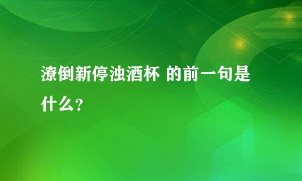 潦倒新停浊酒杯 的前一句是什么？