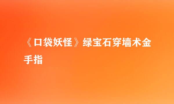 《口袋妖怪》绿宝石穿墙术金手指