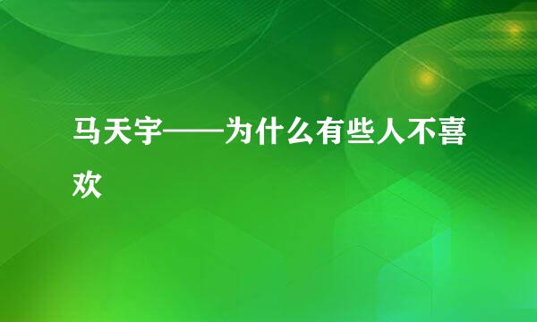 马天宇——为什么有些人不喜欢