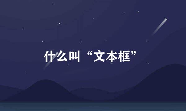 什么叫“文本框”