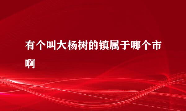 有个叫大杨树的镇属于哪个市啊