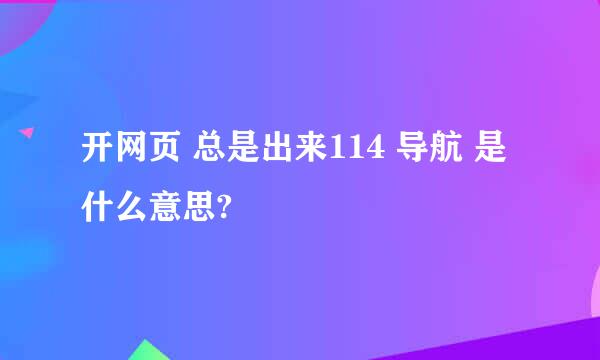 开网页 总是出来114 导航 是什么意思?