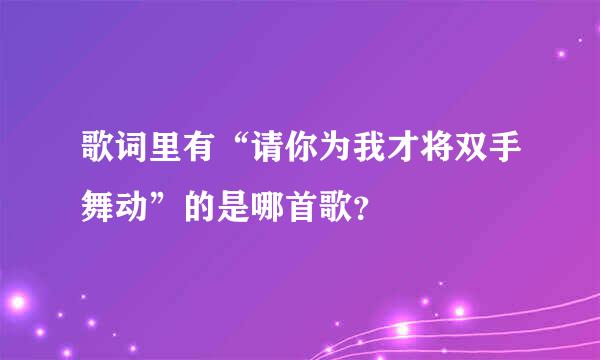 歌词里有“请你为我才将双手舞动”的是哪首歌？