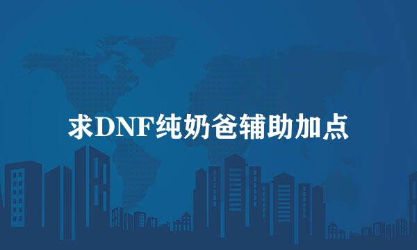 求DNF纯奶爸辅助加点